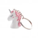 Porte-clefs tête de licorne rose et blanche