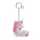 Porte-clefs tête de licorne rose et blanche