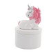 Tirelire tête de licorne rose et blanche