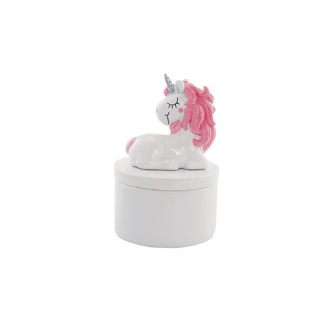 Tirelire tête de licorne rose et blanche