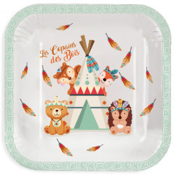 Assiette en carton " Bella le faon & Pampan le lapin "